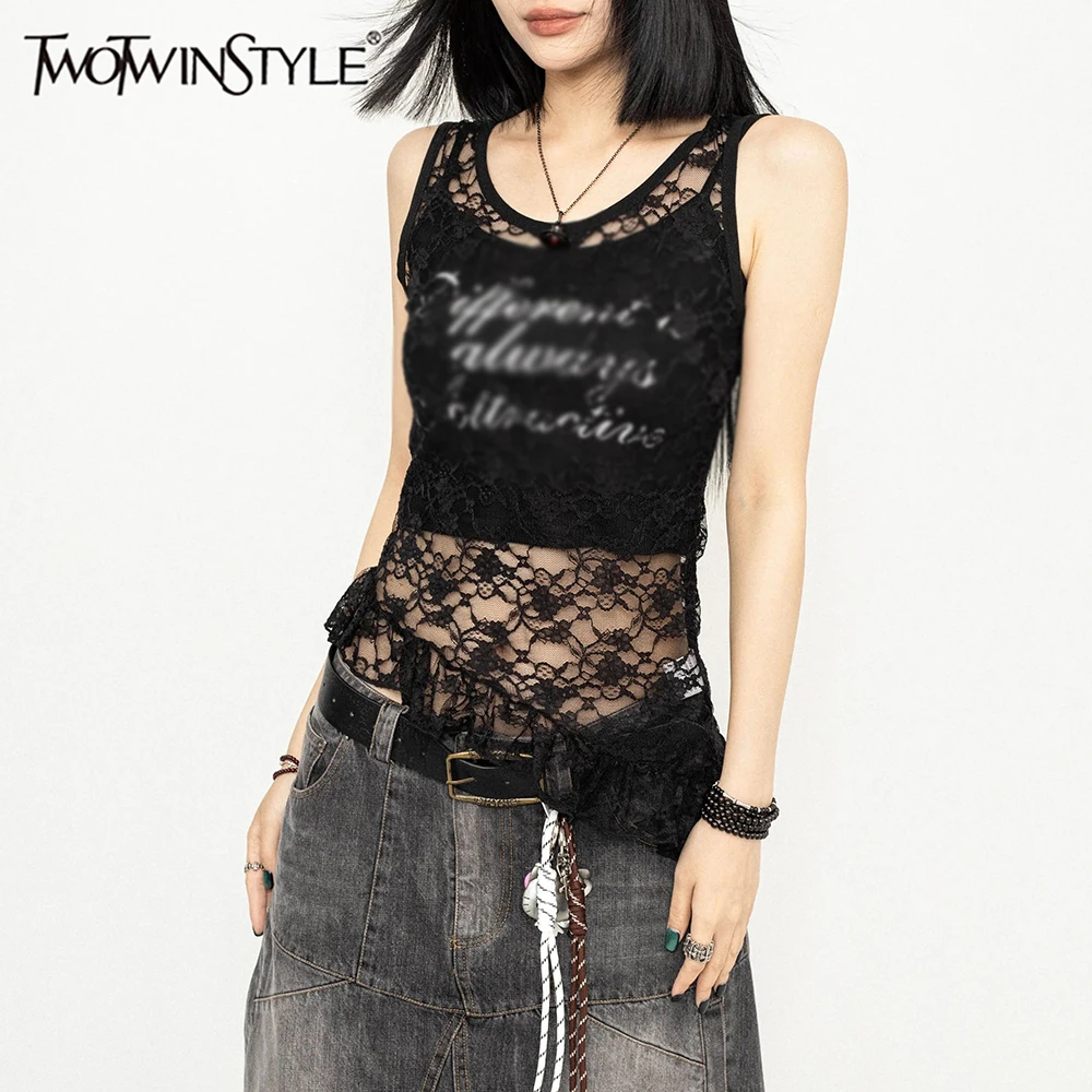 TWOTWINSTYLE однотонные кружевные ажурные футболки для женщин с круглым вырезом без рукавов с высокой талией темпераментный минимальный комплект юбок женские
TWOTWINSTYLE однотонные кружевные ажурные футболки для женщин с круглым вырезом без рукавов с высокой талией темпераментный минимальный комплект юбок женские