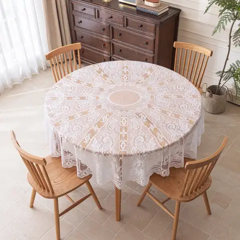 1pc pizzo bianco tavolo da pranzo tessuto tavolo rotondo tavolo quadrato comodino scrivania foto sfondo tovaglia decorazione