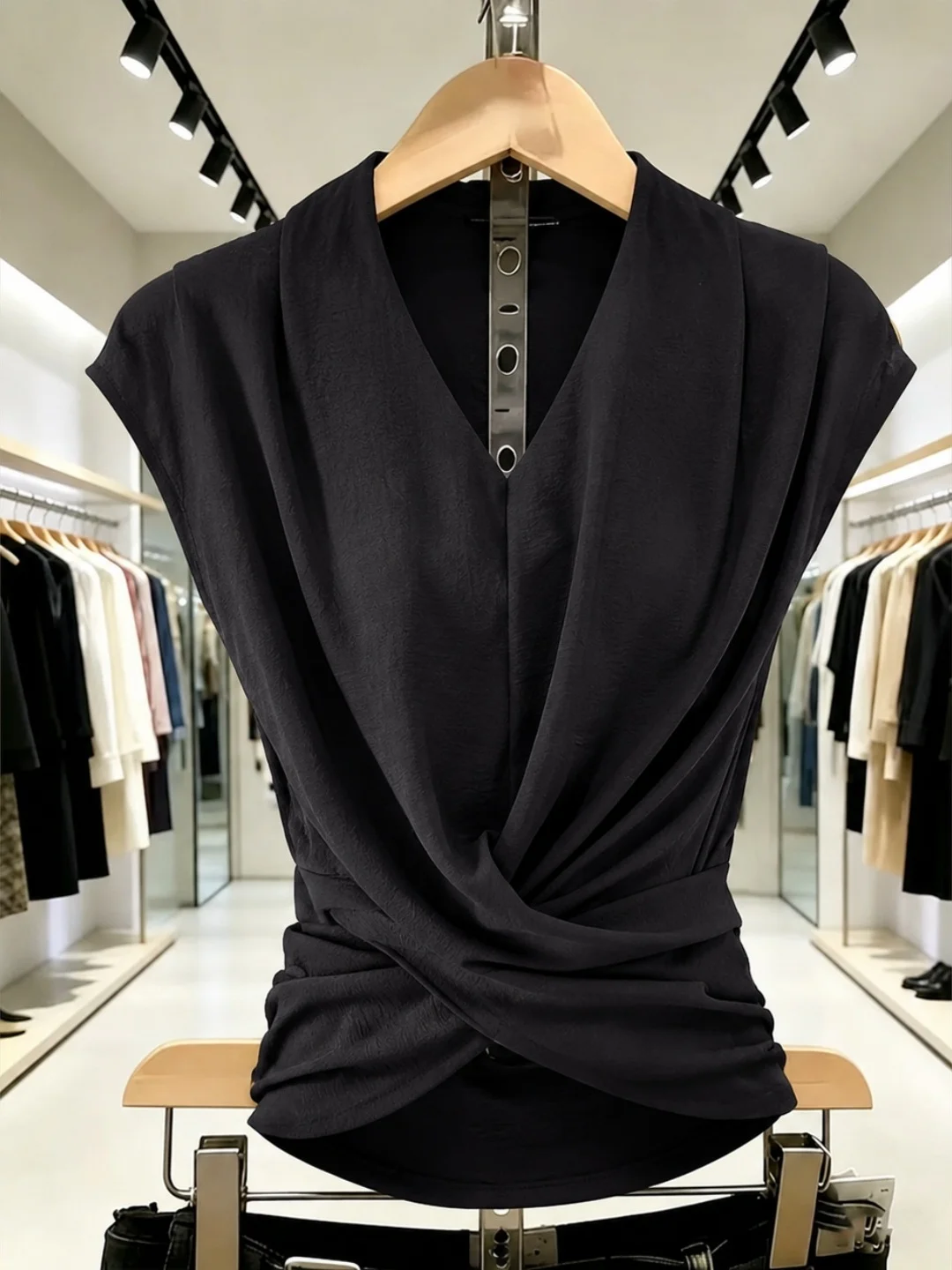 Elegant V-Neck Knot Sleeveless Top Women's Slimming Drapey Commute Fashionable Color Silk Straight Cut Summer Top
Elegant V-Neck Knot Sleeveless Top Women's Slimming Drapey Commute Fashionable Color Silk Straight Cut Summer Top
