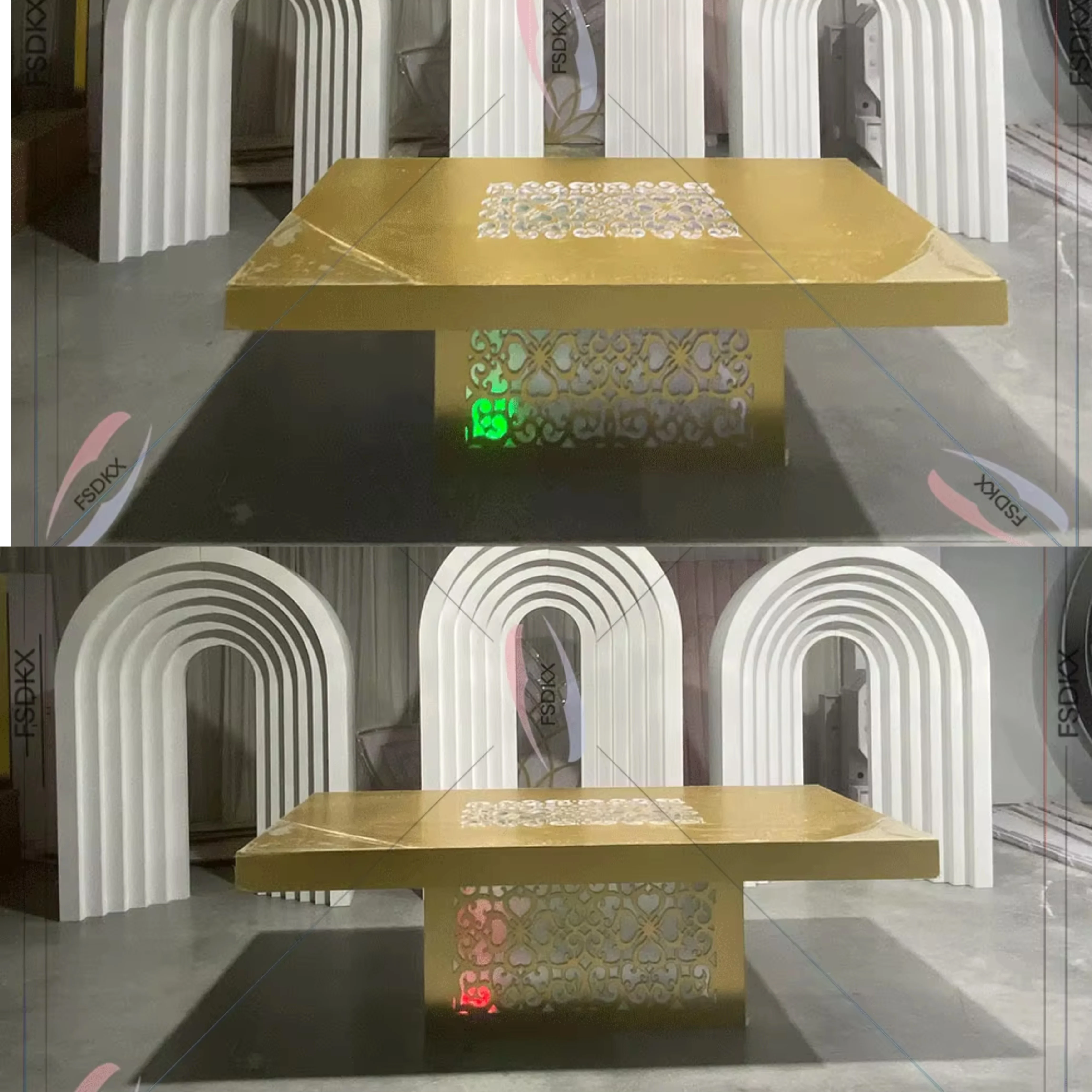 Popular Modern 3D PVC Ripple Backdrop Arch Panel And Rectange Dinning Table For Rental
Popular Modern 3D PVC Ripple Backdrop Arch Panel And Rectange Dinning Table For Rental