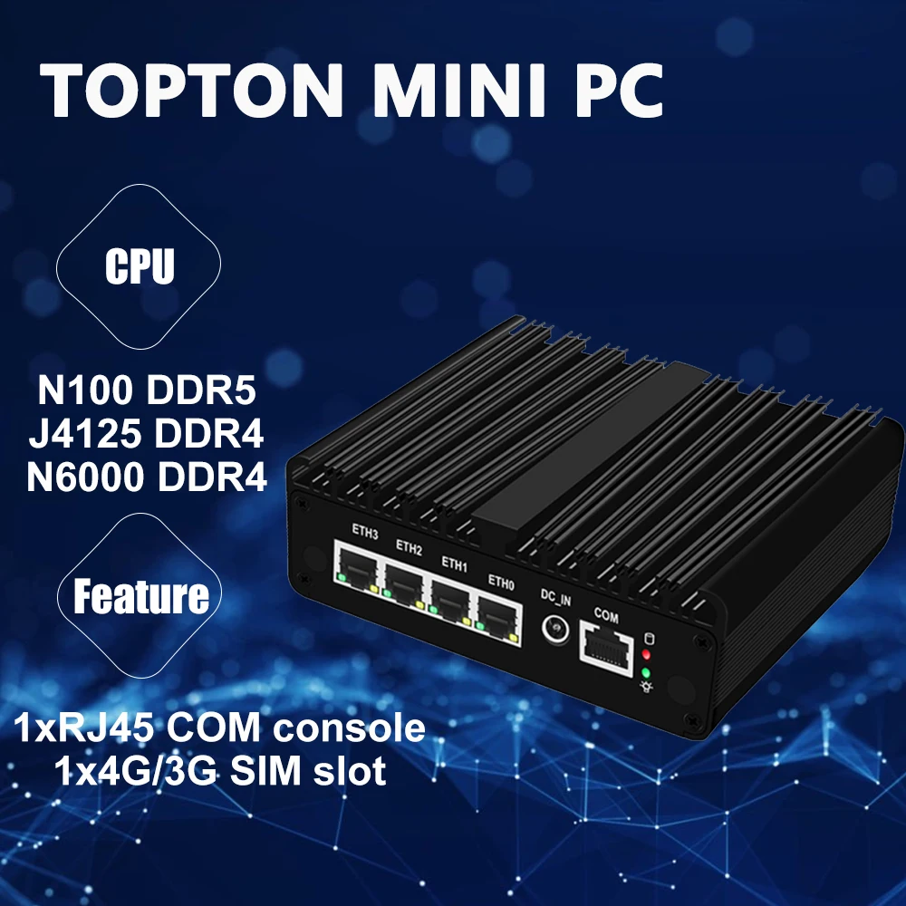 Solid Micro Firewall Appliance Intel N100 Fanless Mini PC 4x i226-V 2.5G N5105 N6000 VPN Soft Router Proxmox Small Form Factor
Solid Micro Firewall Appliance Intel N100 Fanless Mini PC 4x i226-V 2.5G N5105 N6000 VPN Soft Router Proxmox Small Form Factor