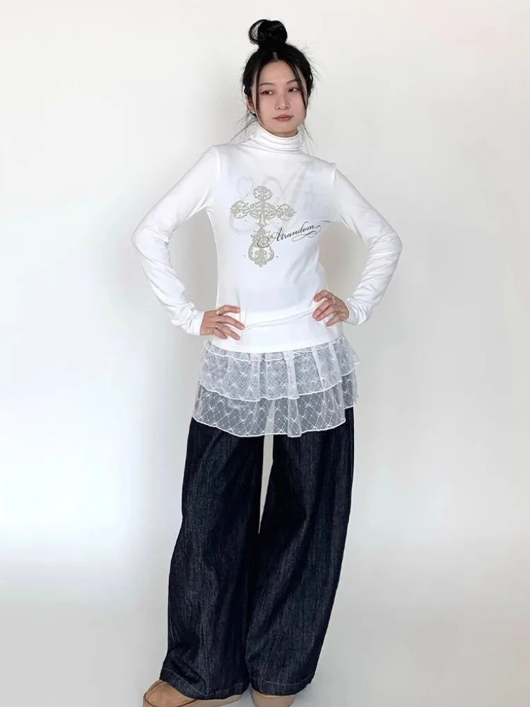 Летние кружевные прозрачные сетчатые юбки Y2k, субкультурная модная белая юбка для женщин, новинка 2025, высокая талия Faldas De Mujer 
Летние кружевные прозрачные сетчатые юбки Y2k, субкультурная модная белая юбка для женщин, новинка 2025, высокая талия Faldas De Mujer