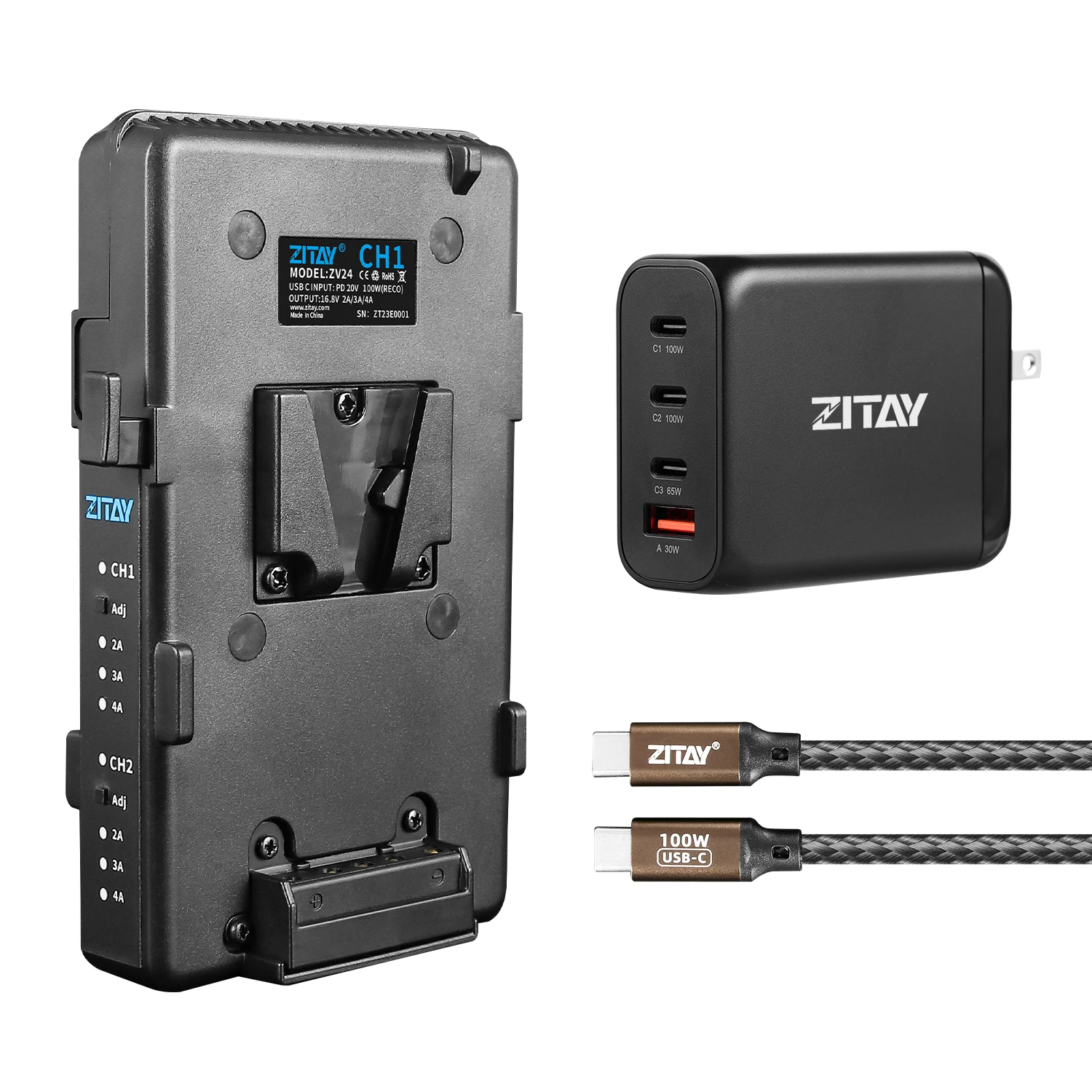 ZITAY Dual Channel V Port Lock Smart Battery Charger with C Type 100W Fast Charging Adapter
ZITAY Dual Channel V Port Lock Smart Battery Charger with C Type 100W Fast Charging Adapter