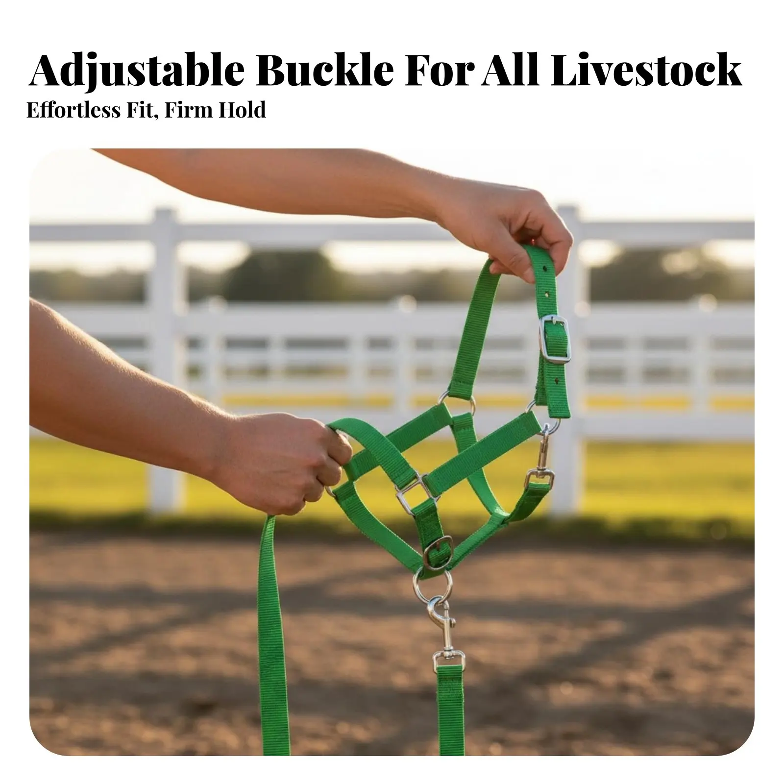 Adjustable Cow Halter with Lead Rust-Resistant Hardware Sturdy-Duty Calf Halter Nylon Cattle Head Collar Livestock Headgear
Adjustable Cow Halter with Lead Rust-Resistant Hardware Sturdy-Duty Calf Halter Nylon Cattle Head Collar Livestock Headgear
