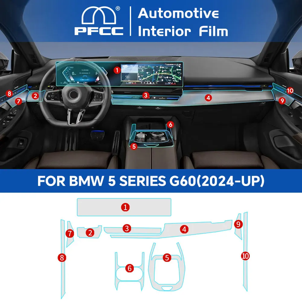 PFCC для BMW 5 серии i5 G60 2024 внутренняя центральная консоль прозрачная защитная пленка PPF против царапин автомобильные аксессуары набор для переоснащения
PFCC для BMW 5 серии i5 G60 2024 внутренняя центральная консоль прозрачная защитная пленка PPF против царапин автомобильные аксессуары набор для переоснащения