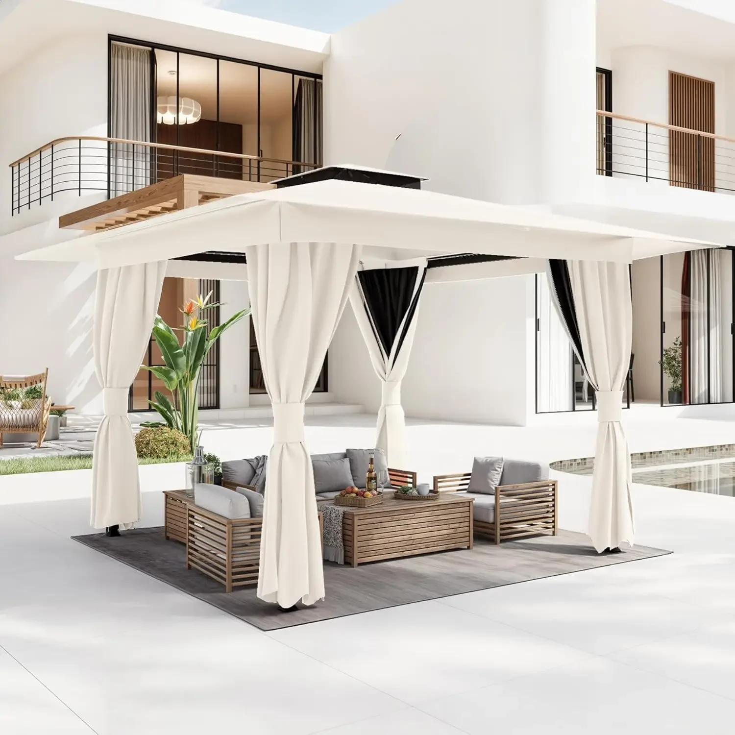 8'x8' Outdoor Gazebo White for Patio, Heavy Duty Party Tent with Double Roofs Outdoor Canopy with Curtains and Nettings for Deck
8'x8' Outdoor Gazebo White for Patio, Heavy Duty Party Tent with Double Roofs Outdoor Canopy with Curtains and Nettings for Deck