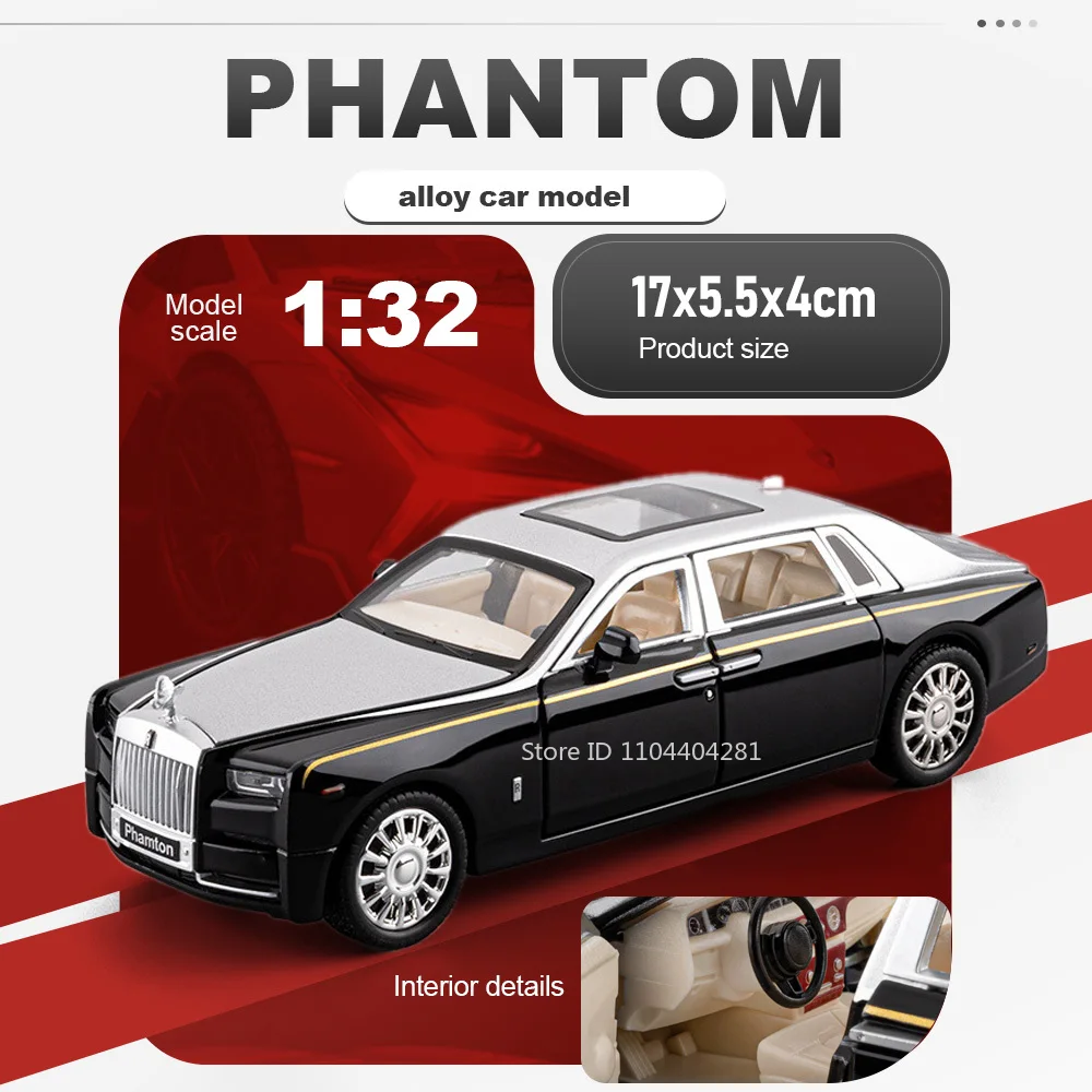 1:32 Rolls Royce Phantom Wraith Toys Car Diecast Alloy Model with Sound Light Pull Back Doors Opened Cars Friend's Birthday Gift
1:32 Rolls Royce Phantom Wraith Toys Car Diecast Alloy Model with Sound Light Pull Back Doors Opened Cars Friend's Birthday Gift