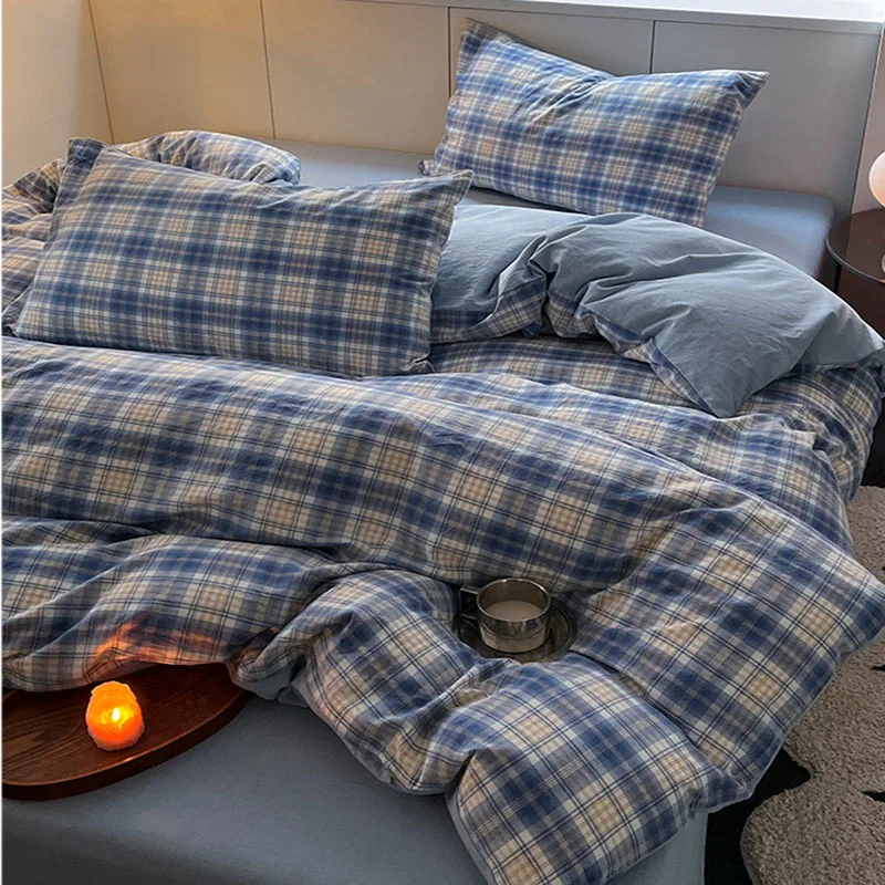 Nordic Style Grid Printed Bedding Set Wash Cotton Linen Skin Friendly Comforter Sets Dorm Home Bedclothes for Single Double Bed
Nordic Style Grid Printed Bedding Set Wash Cotton Linen Skin Friendly Comforter Sets Dorm Home Bedclothes for Single Double Bed