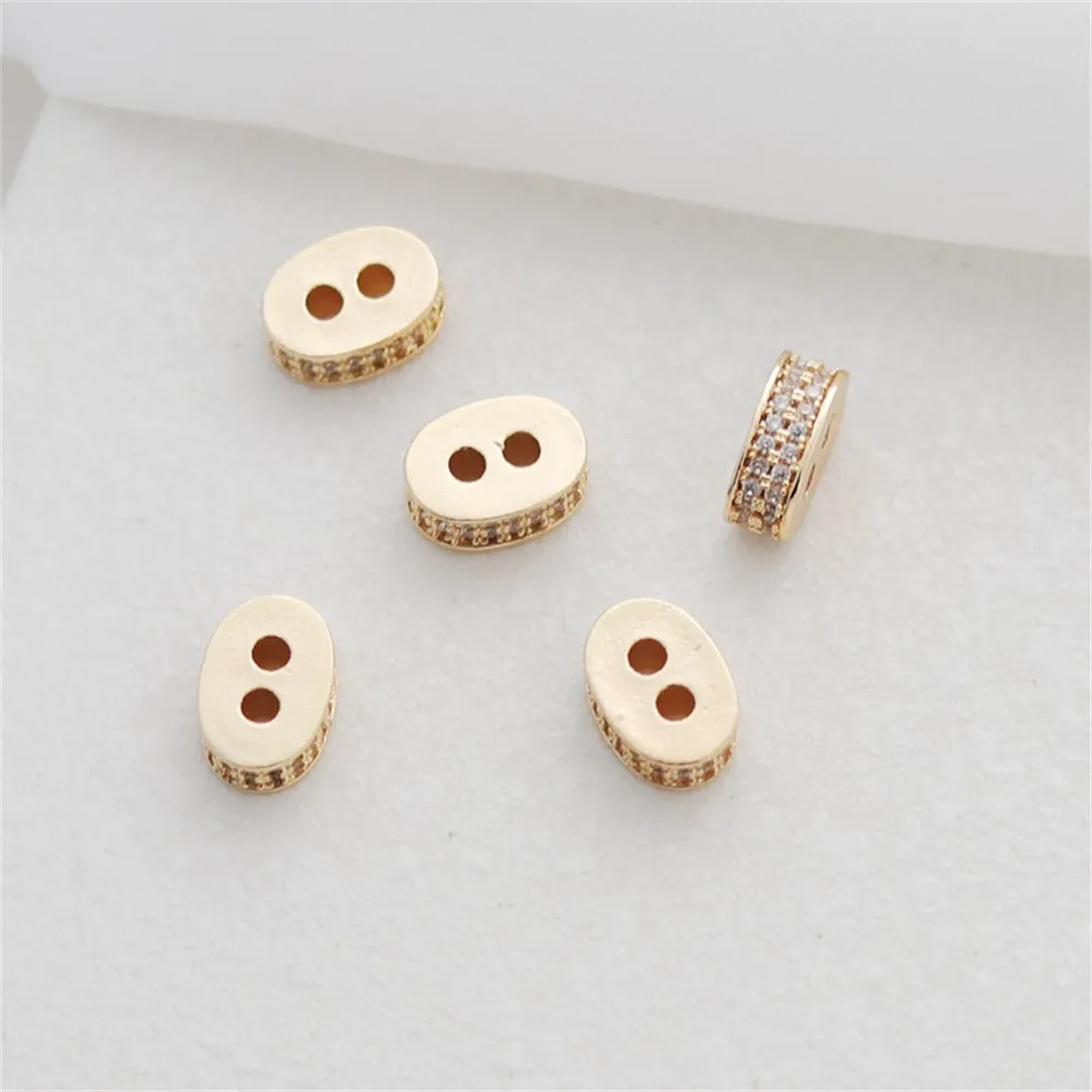 14K Gold Color Preservation Oval Zircon Pig Nose Through Hole Bead Partition Diy Bracelet Necklace Gasket Accessories
14K Gold Color Preservation Oval Zircon Pig Nose Through Hole Bead Partition Diy Bracelet Necklace Gasket Accessories