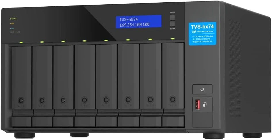 TVS-h874X-i9-64G-US 8-луночный высокоскоростной настольный NAS с Intel 12-го поколения ® Основание ™ Процессор, оперативная память DDR4 64 ГБ, сеть 10 ГБ и 2,5 ГБ 
TVS-h874X-i9-64G-US 8-луночный высокоскоростной настольный NAS с Intel 12-го поколения ® Основание ™ Процессор, оперативная память DDR4 64 ГБ, сеть 10 ГБ и 2,5 ГБ