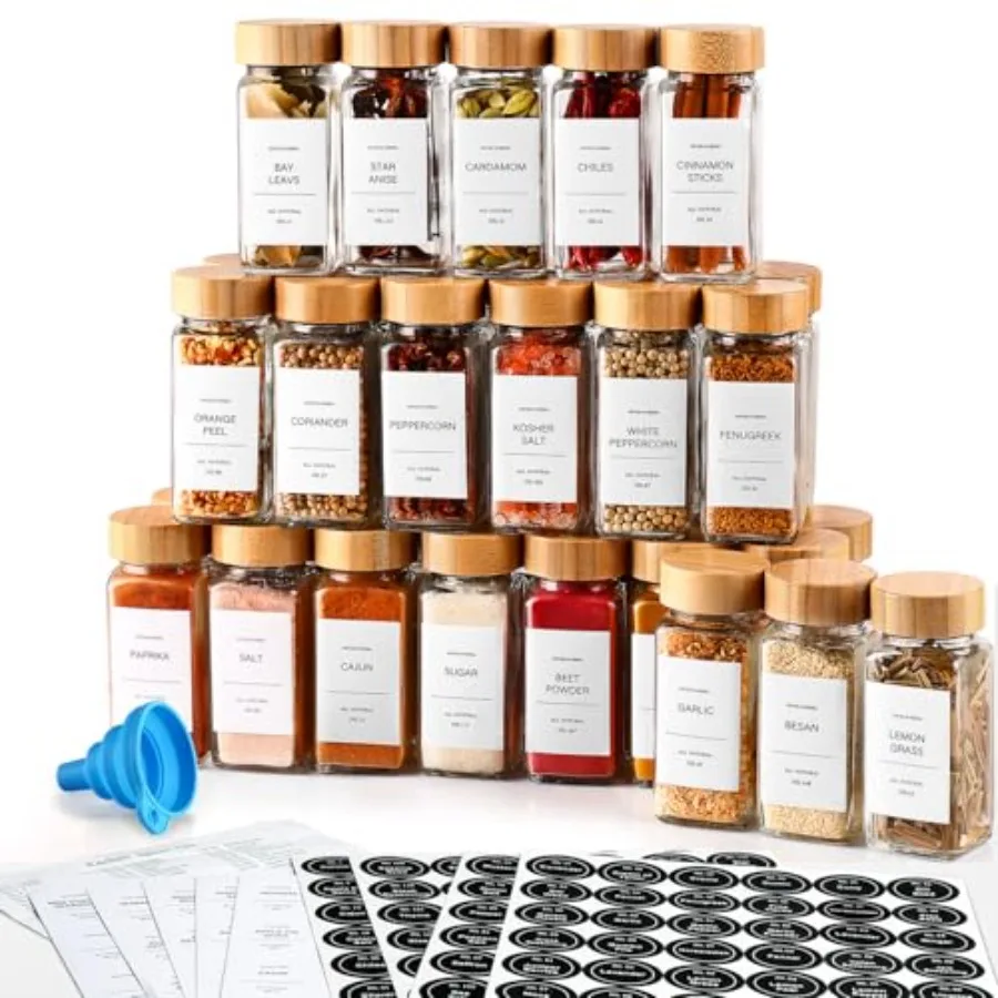 36 Pcs Glass Spice Jars - 4oz With Bamboo Lids Empty Bottles With Labels Kitchen Spice Jars With Shaker Lids
36 Pcs Glass Spice Jars - 4oz With Bamboo Lids Empty Bottles With Labels Kitchen Spice Jars With Shaker Lids