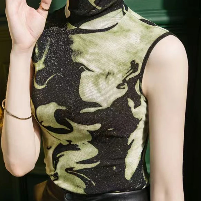Base shirt, bright silk mesh, inner vest, women's outer wear, 2024 spring and autumn new printed sleeveless top, women's shirt
Base shirt, bright silk mesh, inner vest, women's outer wear, 2024 spring and autumn new printed sleeveless top, women's shirt