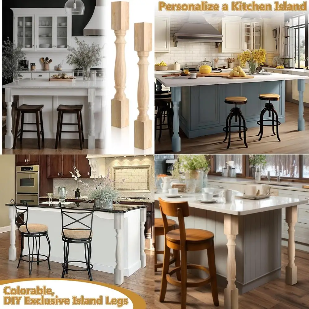 Solid Wood Farmhouse Style Kitchen Island Legs, 35.4 Height, Replacement Table Legs with Raised Panel Design for Cabinets
Solid Wood Farmhouse Style Kitchen Island Legs, 35.4 Height, Replacement Table Legs with Raised Panel Design for Cabinets