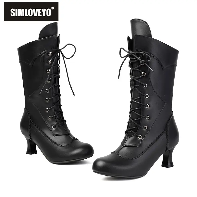SIMLOVEYO 2025 брендовая женская обувь до середины икры с круглым носком 5,5 см, нечетные каблуки на шнуровке, большие размеры 45–48, повседневная распродажа в стиле ретро 
SIMLOVEYO 2025 брендовая женская обувь до середины икры с круглым носком 5,5 см, нечетные каблуки на шнуровке, большие размеры 45–48, повседневная распродажа в стиле ретро