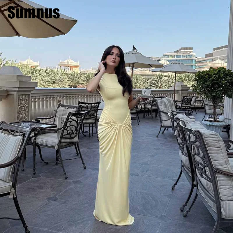 Sumnus Simple Yellow Mermaid Prom Dress Sleeveless Pleats Party Dresses Floor Length Evening Dress robes de soirée Customized
Sumnus Simple Yellow Mermaid Prom Dress Sleeveless Pleats Party Dresses Floor Length Evening Dress robes de soirée Customized