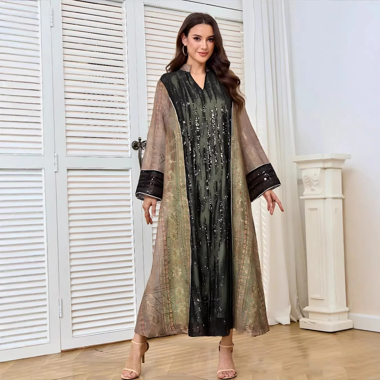 Mt553 Spring/summer New Women's Dress With Mesh And Sequin Patchwork, Loose Long Dress For Women Dubai Luxury Islam Elegant
Mt553 Spring/summer New Women's Dress With Mesh And Sequin Patchwork, Loose Long Dress For Women Dubai Luxury Islam Elegant