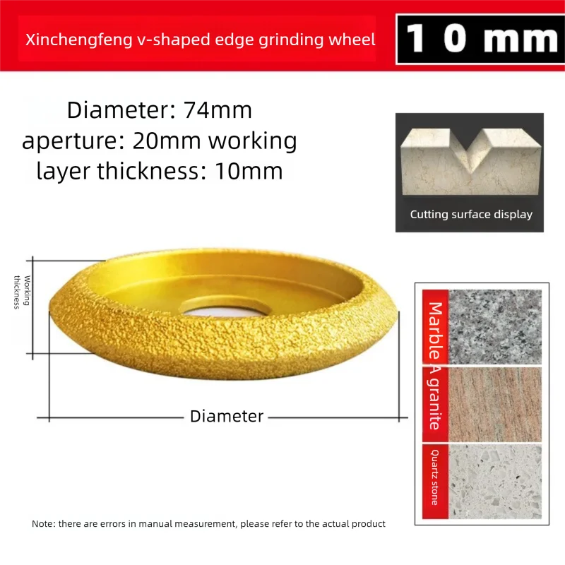 10mm V-Shape Edge Diamond Grinding Wheel Semi-Circular Disc for Ceramic Tile Granite Marble Angle Grinder Stone Trimming
10mm V-Shape Edge Diamond Grinding Wheel Semi-Circular Disc for Ceramic Tile Granite Marble Angle Grinder Stone Trimming