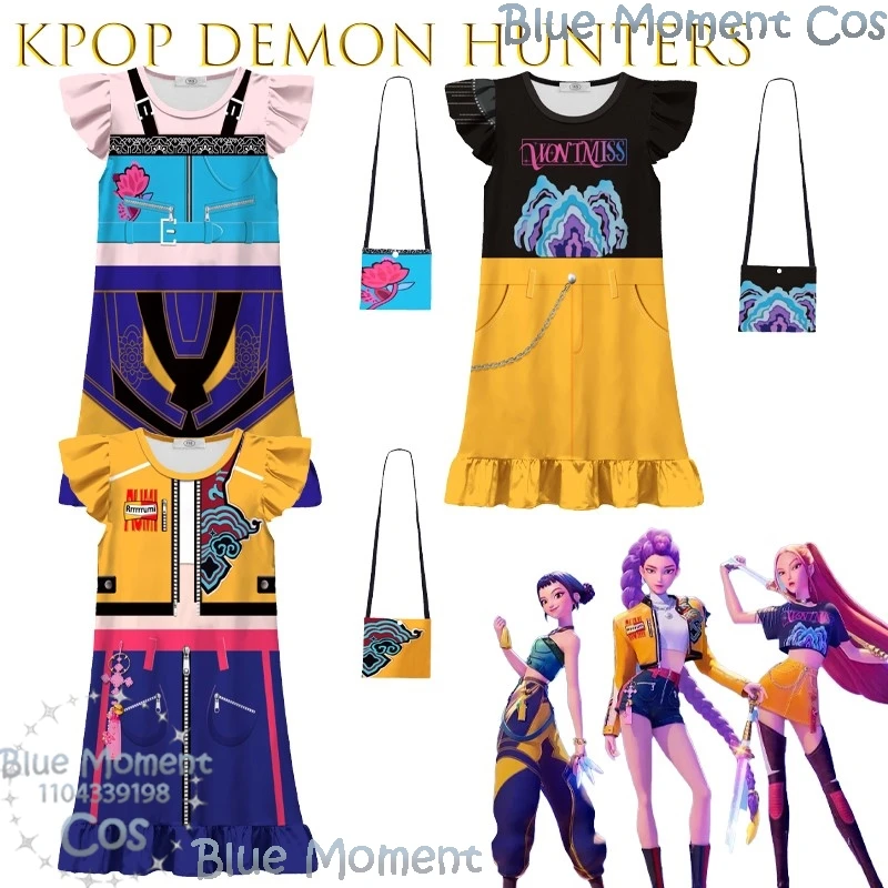 Платье-пачка Rumi Zoey Mira KPop Hunters Demon Hunters, повседневное платье с рукавами-крылышками для девочек, модный тренд, наряд Comic Con 
Платье-пачка Rumi Zoey Mira KPop Hunters Demon Hunters, повседневное платье с рукавами-крылышками для девочек, модный тренд, наряд Comic Con