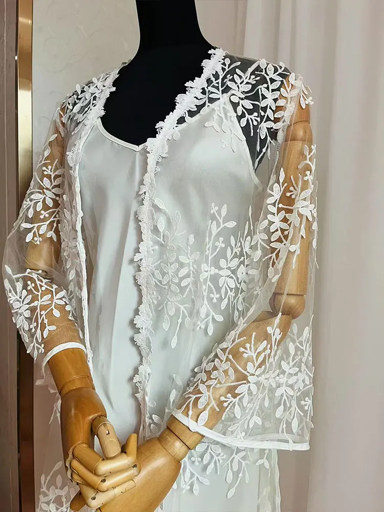 Boudoir Robe with Slip White Bridal Leaf Lace Robe Gift for Bride Shower Wedding Robe Getting Ready Robe Tropical Boho Honeymoon
Boudoir Robe with Slip White Bridal Leaf Lace Robe Gift for Bride Shower Wedding Robe Getting Ready Robe Tropical Boho Honeymoon