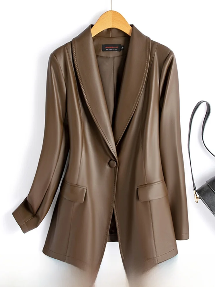 Spring 2026 Women's Short Leather Jacket Black Slim Fit Suit Collar Coat Waist Cinched Genuine Leather New Arrival from Haifeng
Spring 2026 Women's Short Leather Jacket Black Slim Fit Suit Collar Coat Waist Cinched Genuine Leather New Arrival from Haifeng