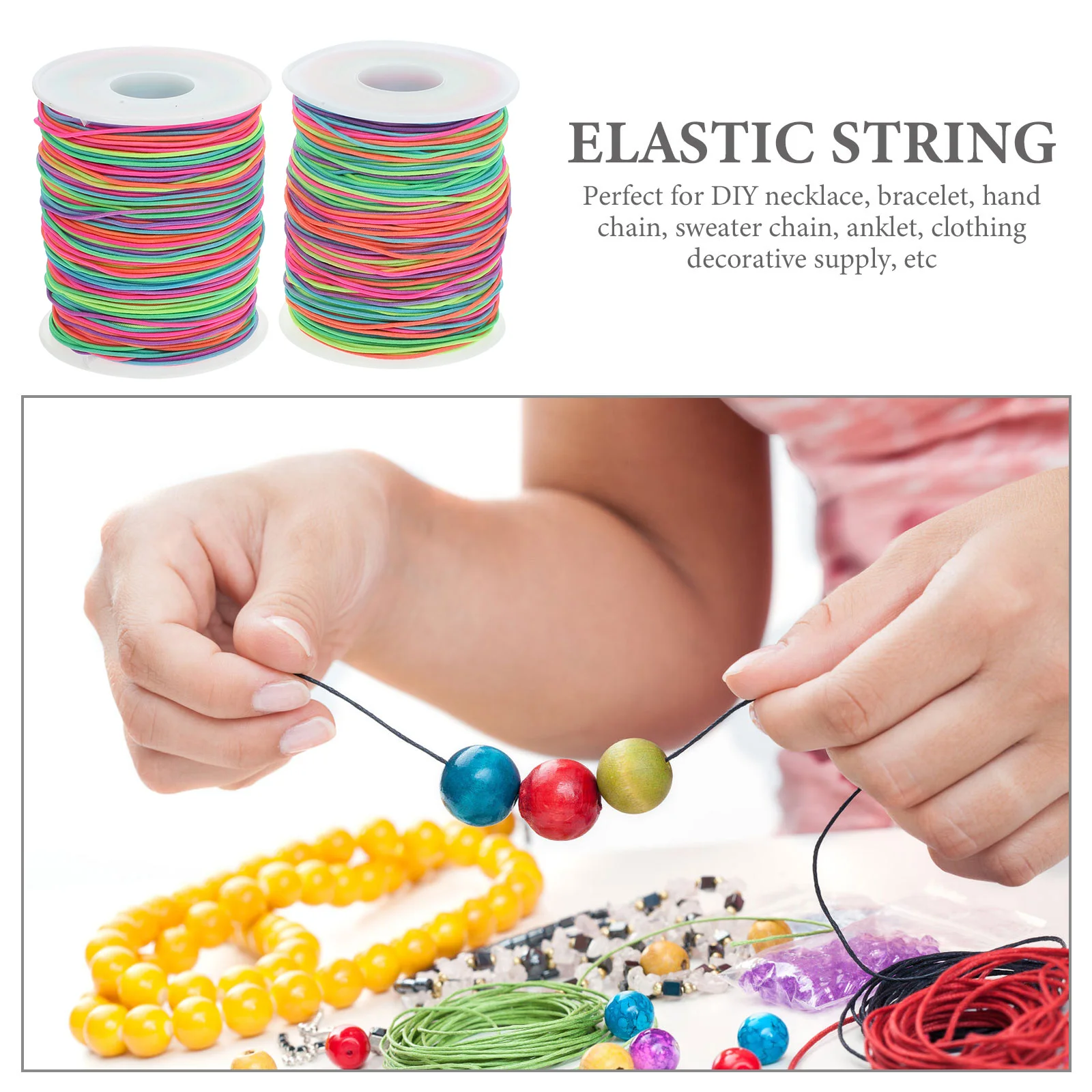 1mm DIY Elastic Thread Colorful Core Bracelet Rope 2 Rolls 100m per Roll Stretchy Cord Beading String Jewelry Making
1mm DIY Elastic Thread Colorful Core Bracelet Rope 2 Rolls 100m per Roll Stretchy Cord Beading String Jewelry Making