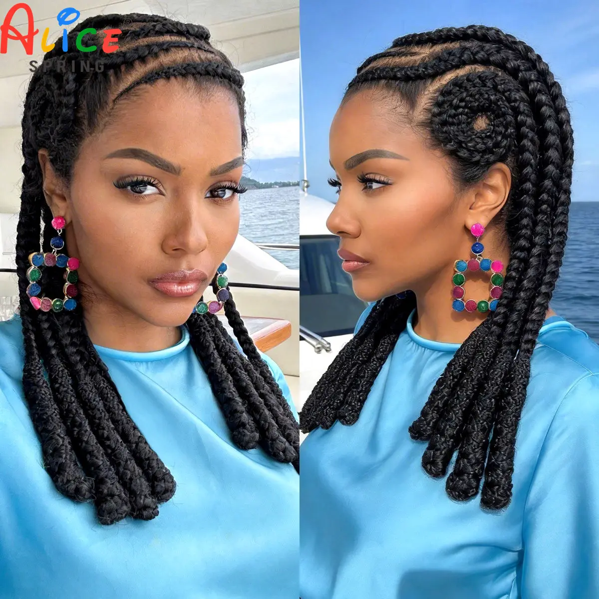 Cornrow Braided Wigs Synthetic Full Lace Braided Lace Wig with Baby Hair Lace Frontal Knotless Braids Wig for Black Women
Cornrow Braided Wigs Synthetic Full Lace Braided Lace Wig with Baby Hair Lace Frontal Knotless Braids Wig for Black Women