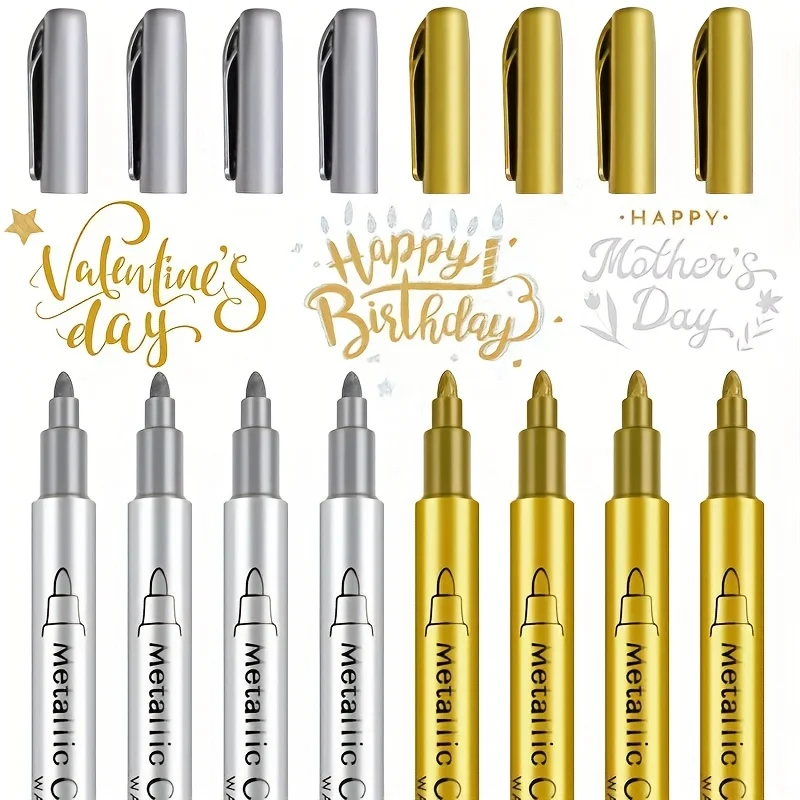 12Pcs Waterproof Permanent Paint Marker Pen, Gold and Silver Ink, Metallic, Rock, Mug, Ceramic, Glass, DIY Painting Supplies
12Pcs Waterproof Permanent Paint Marker Pen, Gold and Silver Ink, Metallic, Rock, Mug, Ceramic, Glass, DIY Painting Supplies