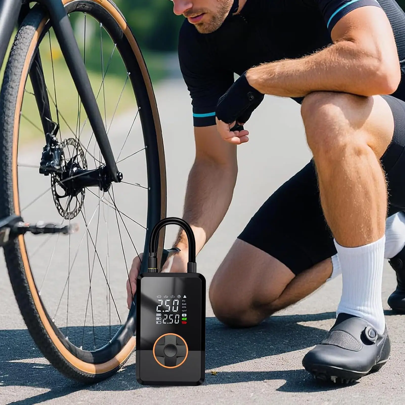 Tire Inflator Portable Air Compressor 130 PSI Portable LED Tire Inflator Smart Air Compressor for Car Bike Auto Truck Road
Tire Inflator Portable Air Compressor 130 PSI Portable LED Tire Inflator Smart Air Compressor for Car Bike Auto Truck Road