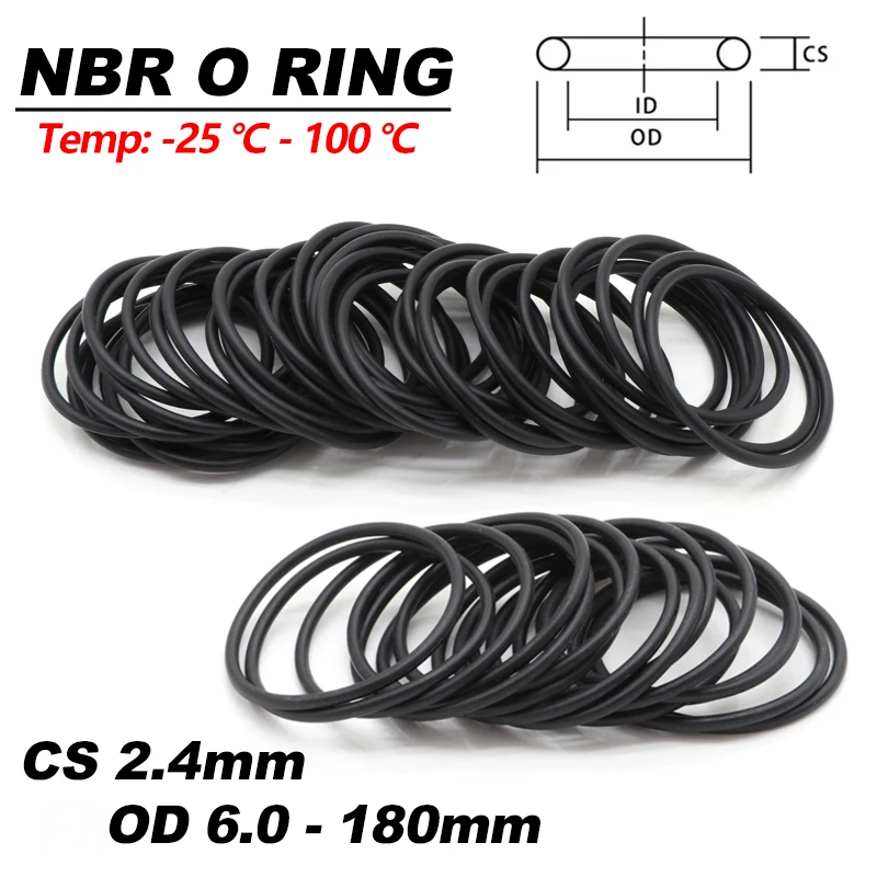 10/50pcs Black NBR Oil Resistant Seal Ring Gasket CS 2.4mm OD 6mm ~ 180mm Water-Proof Nitrile Butadiene Rubber O-ring Washer
10/50pcs Black NBR Oil Resistant Seal Ring Gasket CS 2.4mm OD 6mm ~ 180mm Water-Proof Nitrile Butadiene Rubber O-ring Washer