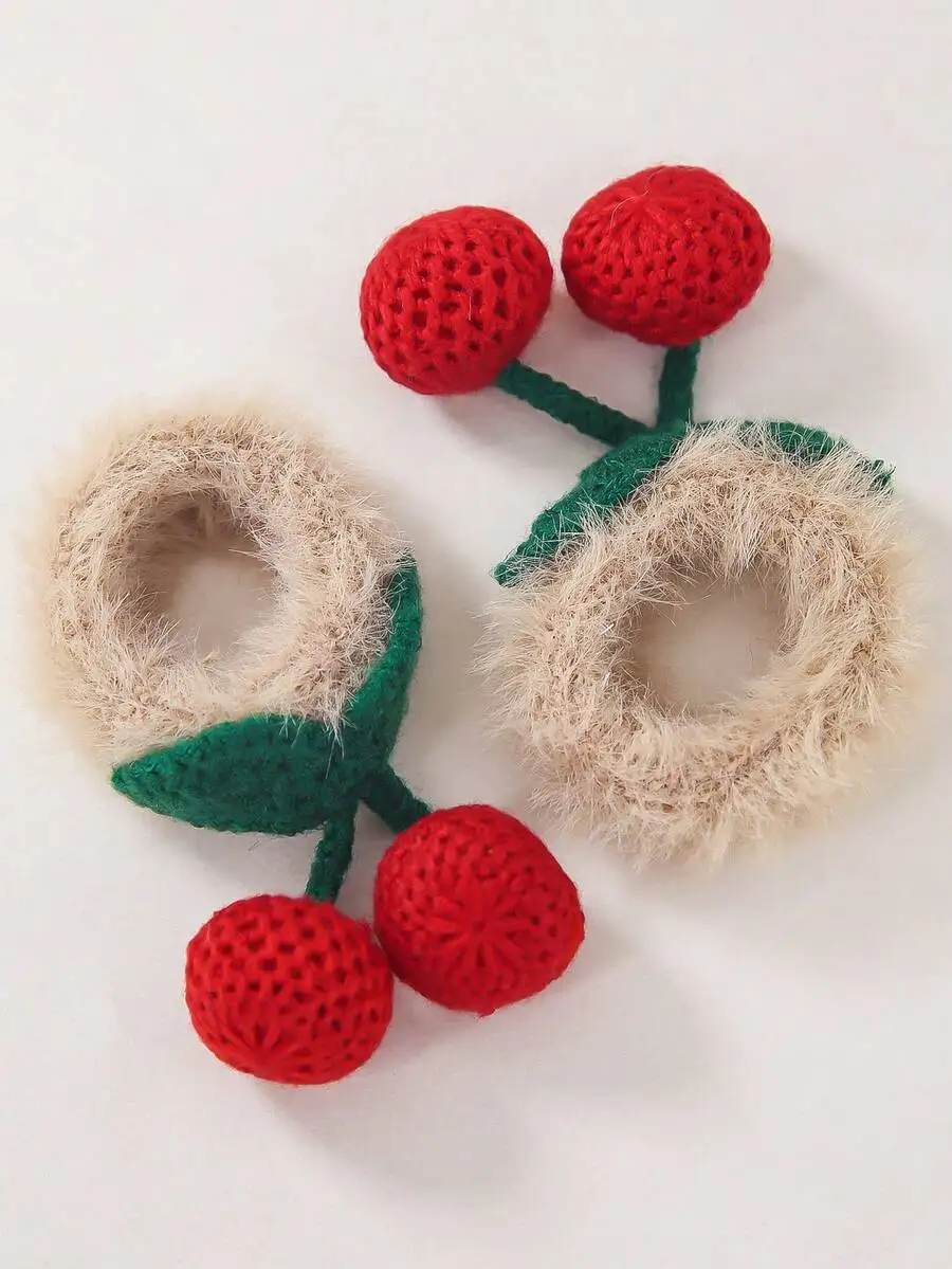 2pcs Knitted Cherry Plush Hair Scrunchies For Women, Autumn Winter Christmas Hair Accessories
2pcs Knitted Cherry Plush Hair Scrunchies For Women, Autumn Winter Christmas Hair Accessories