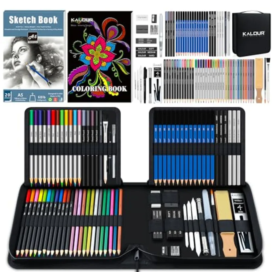 82 Pack Drawing Sketching Kit, Pro Art Supplies with Sketchbook, Include Tutorial, Colored, Graphite, Charcoal, Watercolor, Met
82 Pack Drawing Sketching Kit, Pro Art Supplies with Sketchbook, Include Tutorial, Colored, Graphite, Charcoal, Watercolor, Met
