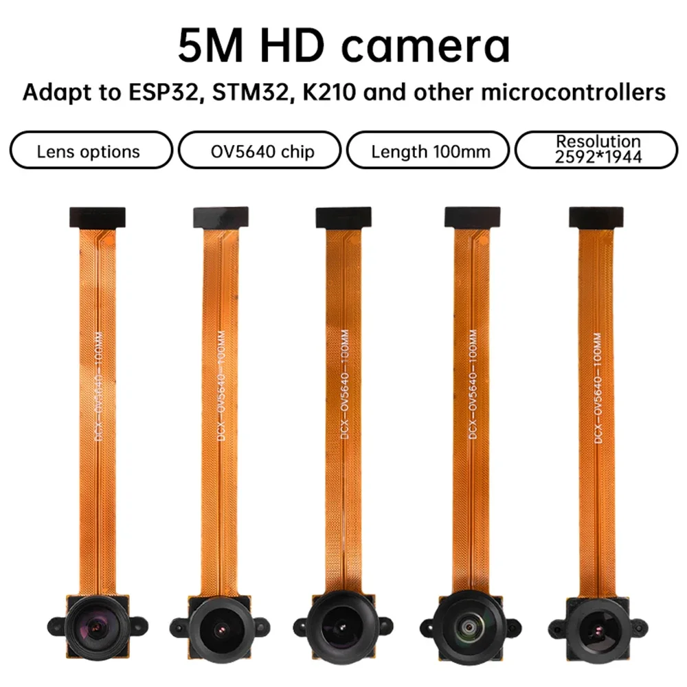 OV5640 camera module 5-megapixel ultra wide angle lens DVP interface 100/120/130/200 degrees 3.6MM can be used for ESP32 module 
OV5640 camera module 5-megapixel ultra wide angle lens DVP interface 100/120/130/200 degrees 3.6MM can be used for ESP32 module