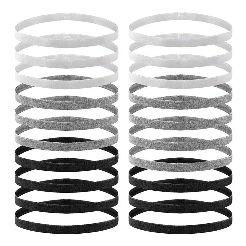 20 шт., тонкая нескользящая повязка на голову, повязки на голову для тренировок, повязка на голову для волос, черный + серый + белый-A00E
20 шт., тонкая нескользящая повязка на голову, повязки на голову для тренировок, повязка на голову для волос, черный + серый + белый-A00E