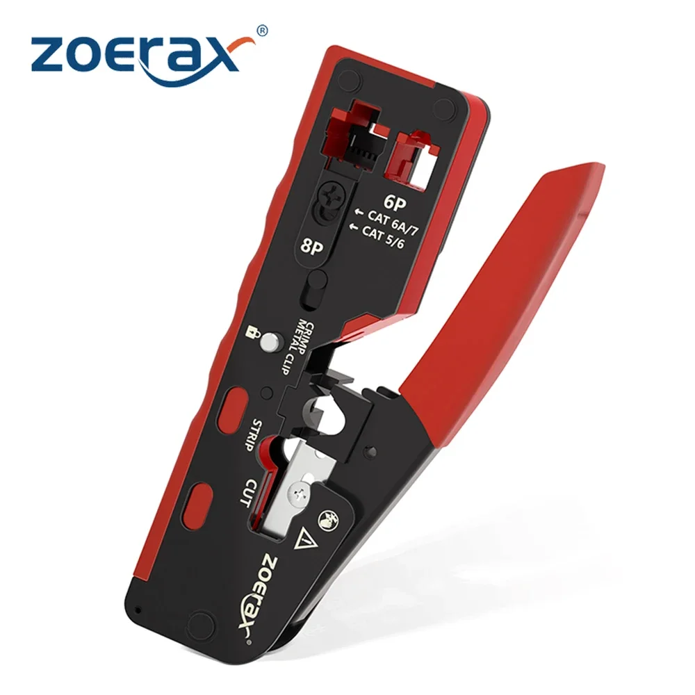 ZoeRax RJ45 Crimp Tool for Cat7/6A/6/5e Ethernet Connectors With Wire Cutting and stripping Function Including Replacement Blade
ZoeRax RJ45 Crimp Tool for Cat7/6A/6/5e Ethernet Connectors With Wire Cutting and stripping Function Including Replacement Blade