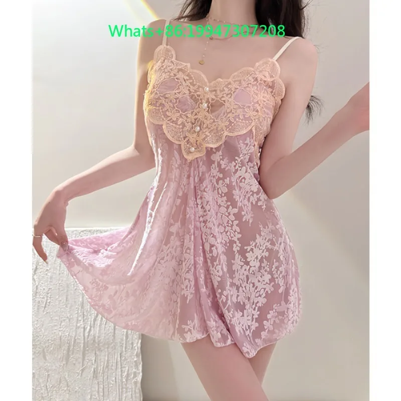 Sexy Black Lace Nightdress with Padded Bra - Strappy Sling Chemise, Pure Seductive Sleepwear, Sheer Mesh Bodycon Nightie
Sexy Black Lace Nightdress with Padded Bra - Strappy Sling Chemise, Pure Seductive Sleepwear, Sheer Mesh Bodycon Nightie