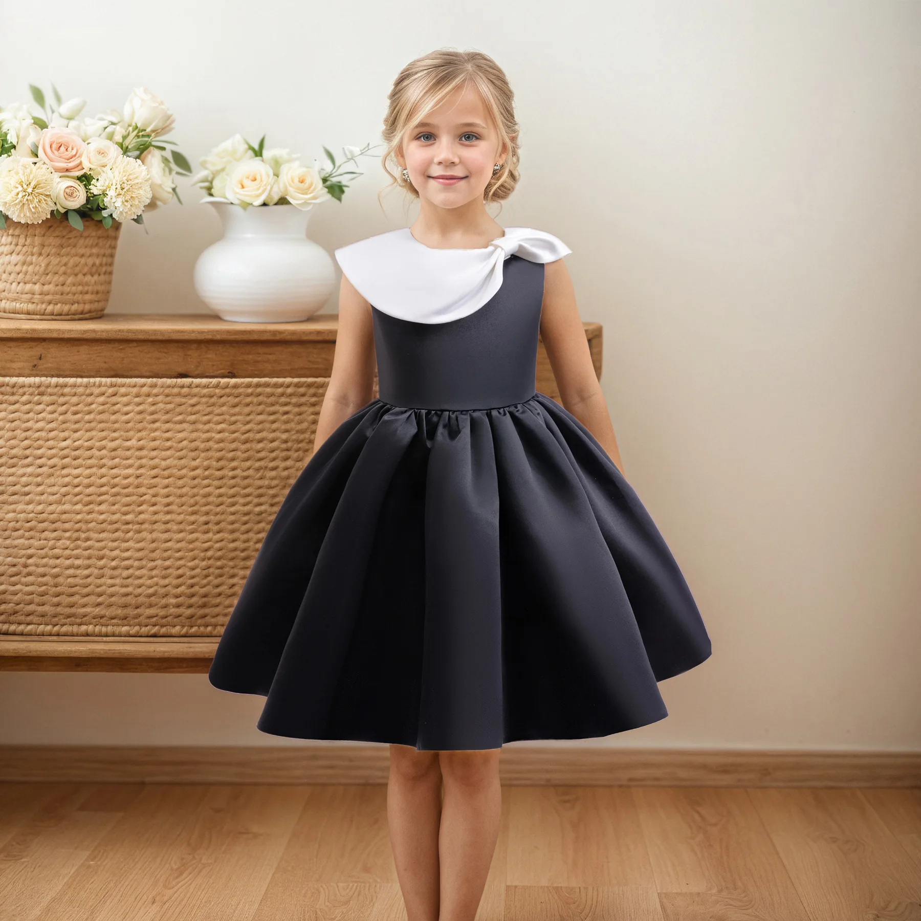 Children's Party Dresses For Girls Elegant Dresses Satin Black Dress Girl Princess Costume Kids Formal Sleeveless Evening Gown
Children's Party Dresses For Girls Elegant Dresses Satin Black Dress Girl Princess Costume Kids Formal Sleeveless Evening Gown