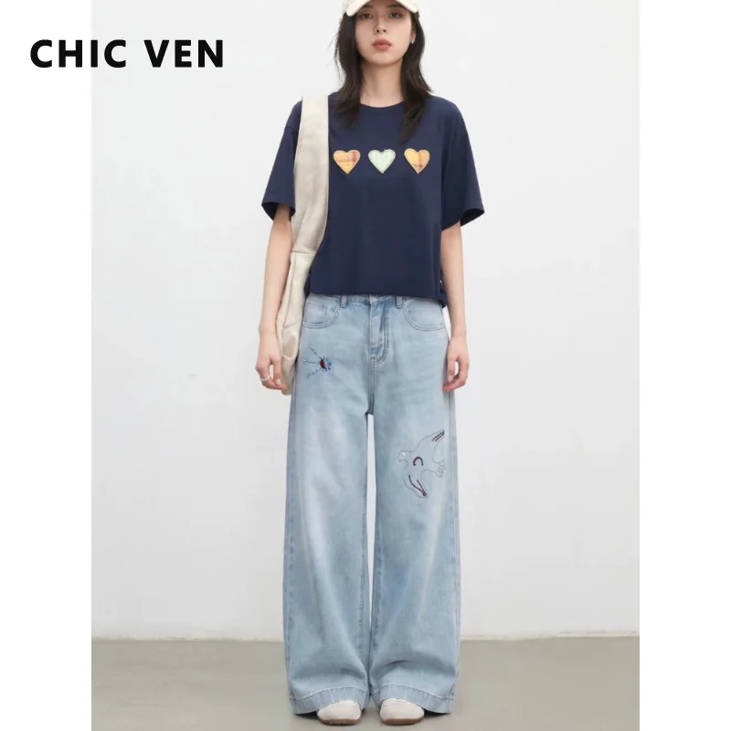 CHIC VEN New Women Jeans High Waist Straight Tube Cotton Denim Pant Bird Embroidered Female Wide Leg Trousers Spring Summer 2026
CHIC VEN New Women Jeans High Waist Straight Tube Cotton Denim Pant Bird Embroidered Female Wide Leg Trousers Spring Summer 2026
