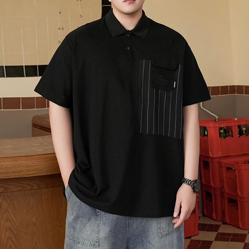 Men's Plus Size Short Sleeve Polo Shirt With Striped Pocket Detail Loose Fit Casual Top
Men's Plus Size Short Sleeve Polo Shirt With Striped Pocket Detail Loose Fit Casual Top
