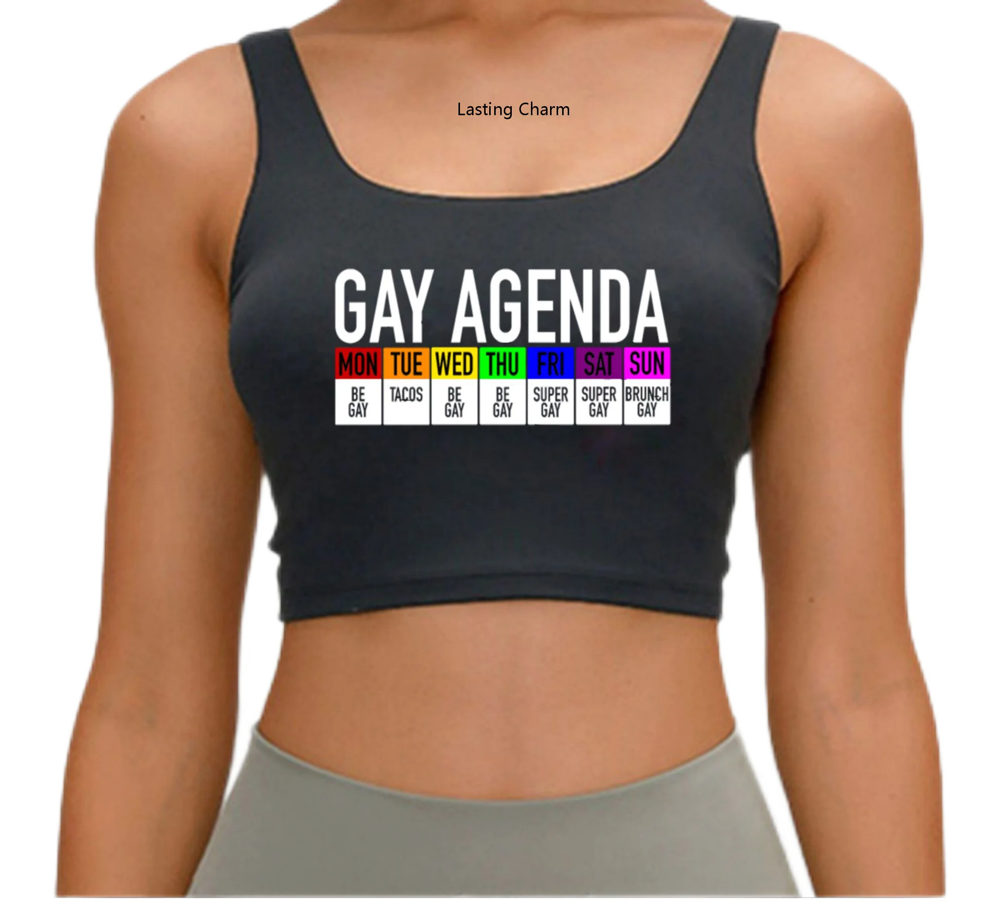 Lasting Charm Crop Top Female Gay Agenda Gay Pride Lesbian Lgbt Rainbow Comic Inscriptions Print Tops
Lasting Charm Crop Top Female Gay Agenda Gay Pride Lesbian Lgbt Rainbow Comic Inscriptions Print Tops