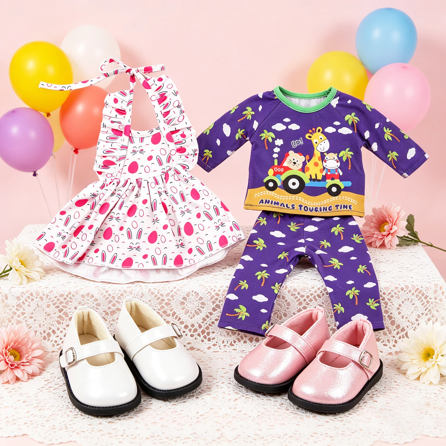 Rabbit Dress Giraffe Amusement Park Pajamas Clothes Suit 2 Shoes Outfit For 18-inch American & 43cm Baby Newborn,OG Girl Dolls
Rabbit Dress Giraffe Amusement Park Pajamas Clothes Suit 2 Shoes Outfit For 18-inch American & 43cm Baby Newborn,OG Girl Dolls