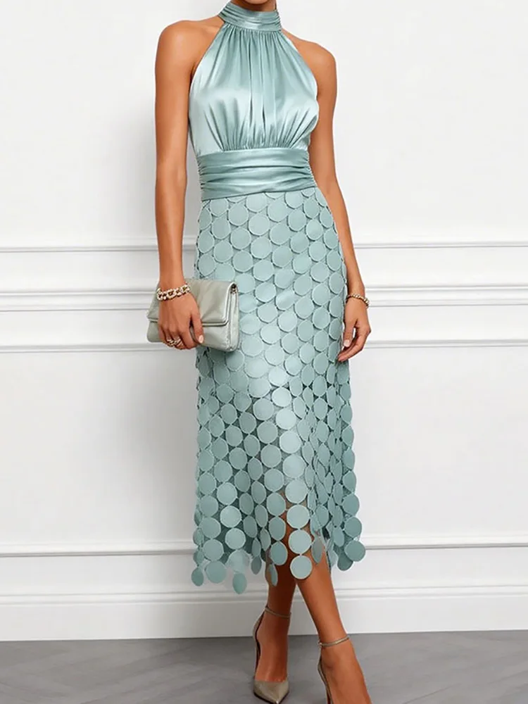 Sleeveless Fashion Elegant Maxi Dress, Women Sumemr Solid Patchwork Simple Party Dress, O Neck Holiday Ladies Dress Streetwear
Sleeveless Fashion Elegant Maxi Dress, Women Sumemr Solid Patchwork Simple Party Dress, O Neck Holiday Ladies Dress Streetwear