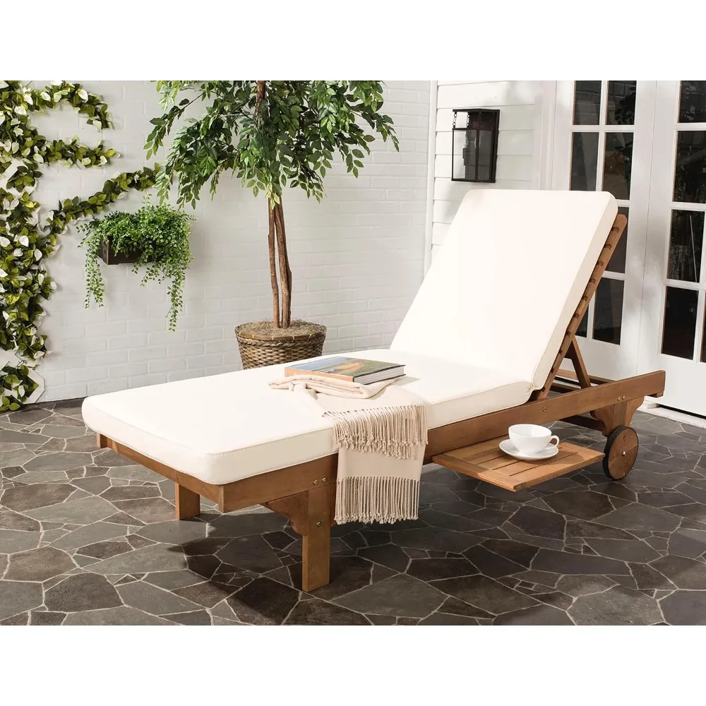 Chaise Lounge Chair, Natural/ Beige Cushion Built-in Side Table Adjustable Chaise Lounge Chair
Chaise Lounge Chair, Natural/ Beige Cushion Built-in Side Table Adjustable Chaise Lounge Chair