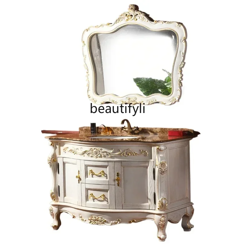 European-Style Bathroom Cabinet Combination Oak Bathroom Wash Basin Smart Mirror Corner Bathroom Table
European-Style Bathroom Cabinet Combination Oak Bathroom Wash Basin Smart Mirror Corner Bathroom Table