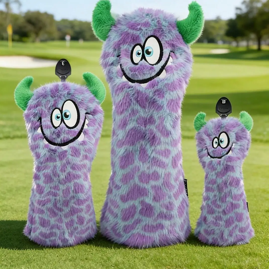 Cute cartoon animal golf club head covers made of soft faux fur, equipped with adjustable number tag. Stylish color options, effectively protect clubs from wear, practical accessory for golf sports use
Cute cartoon animal golf club head covers made of soft faux fur, equipped with adjustable number tag. Stylish color options, effectively protect clubs from wear, practical accessory for golf sports use