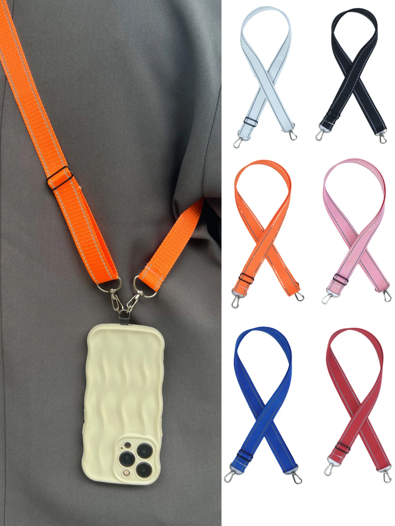 New Fashion All-in-one Solid Color Reflective Mobile Phone Cord DIY Bag Shoulder Strap Single Shoulder Oblique Adjustable Metal
New Fashion All-in-one Solid Color Reflective Mobile Phone Cord DIY Bag Shoulder Strap Single Shoulder Oblique Adjustable Metal