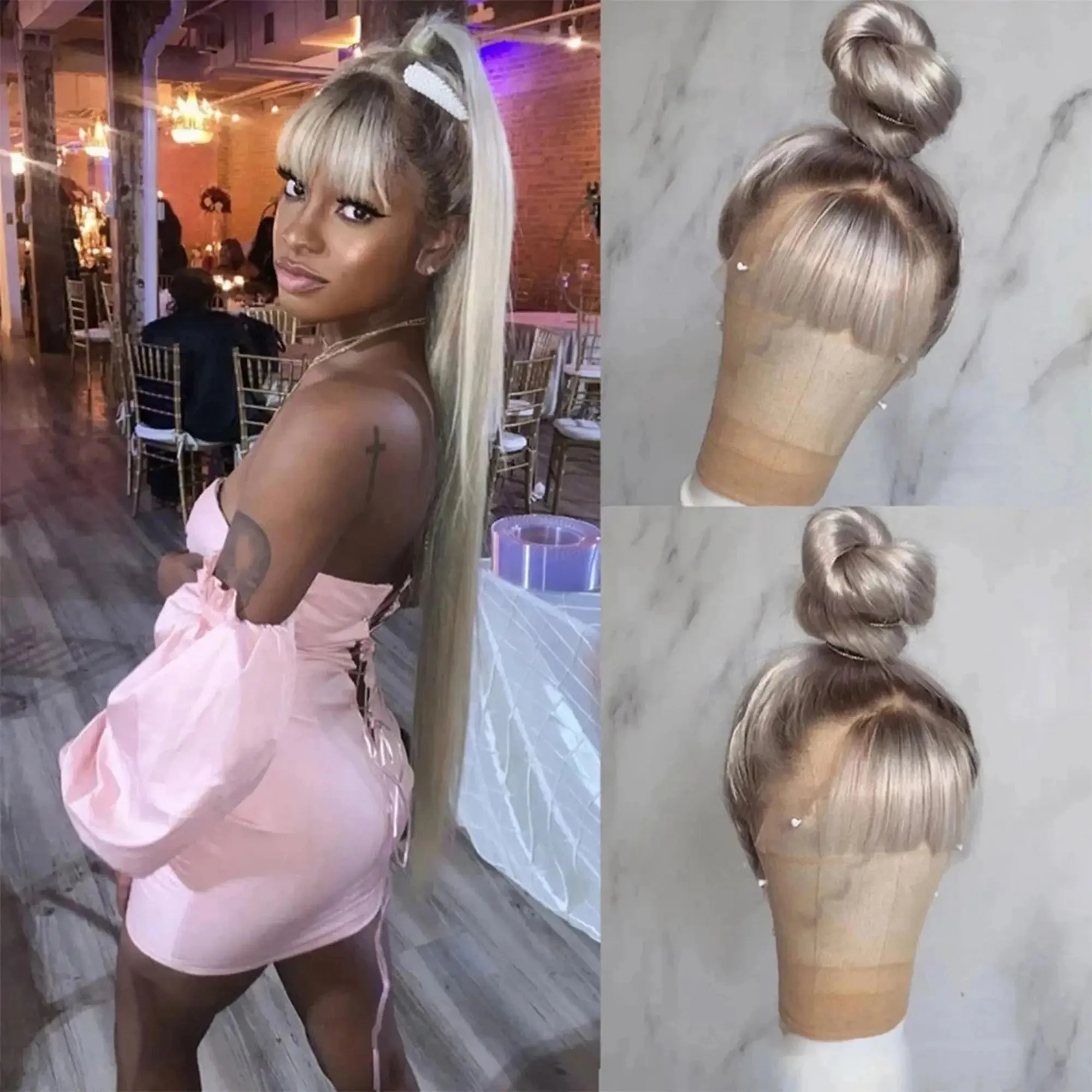 13x4 Hd Invisible Ombre Platinum Blonde Straight Wig With Bangs Dark Roots Party Wigs Lace Front Wig Synthetic Cosplay For Women
13x4 Hd Invisible Ombre Platinum Blonde Straight Wig With Bangs Dark Roots Party Wigs Lace Front Wig Synthetic Cosplay For Women