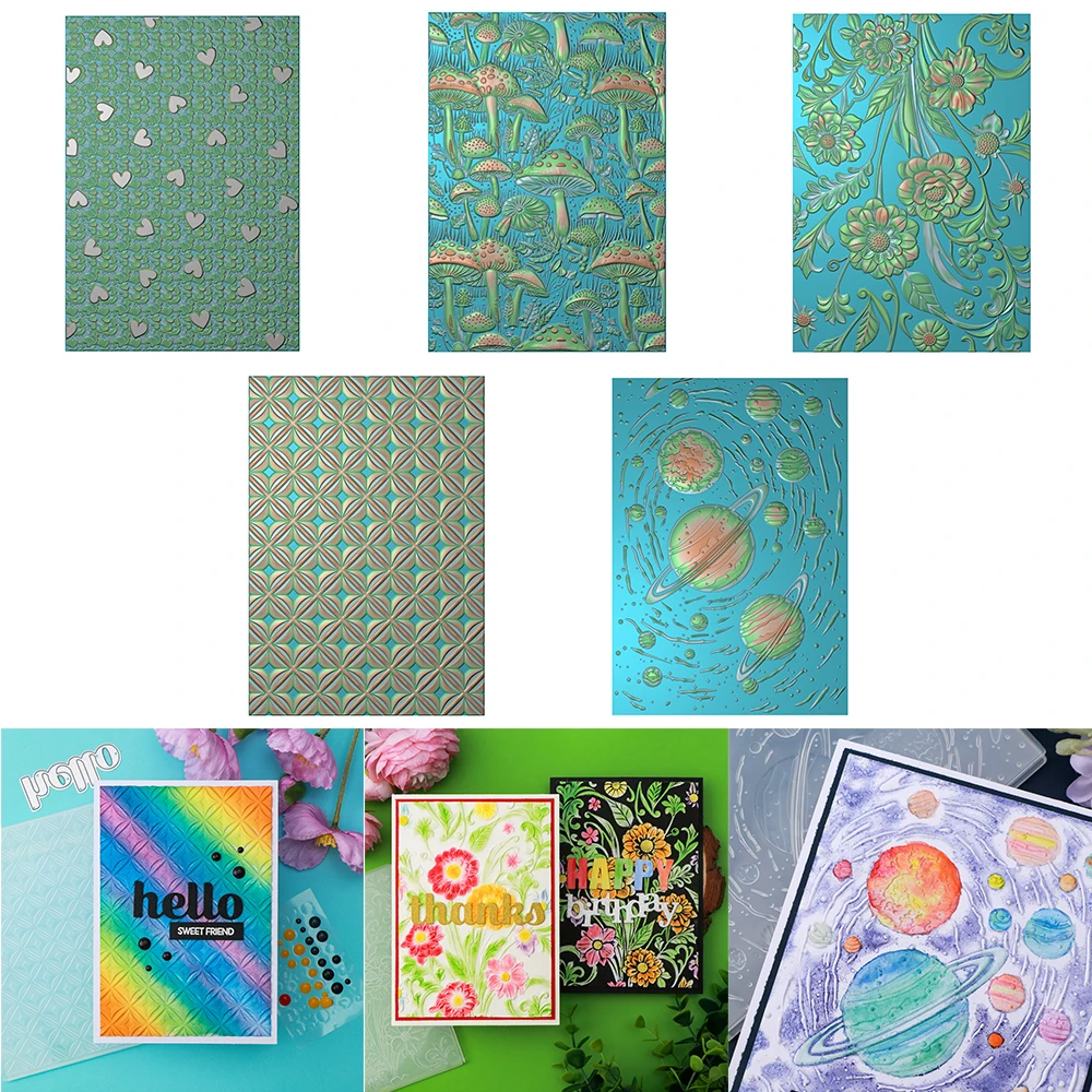 3D Embossing Folder Love Heart/Mushroom/Flower/Earth Mixed Pattern for DIY Spring Theme Paper Card Adding Texture Background
3D Embossing Folder Love Heart/Mushroom/Flower/Earth Mixed Pattern for DIY Spring Theme Paper Card Adding Texture Background