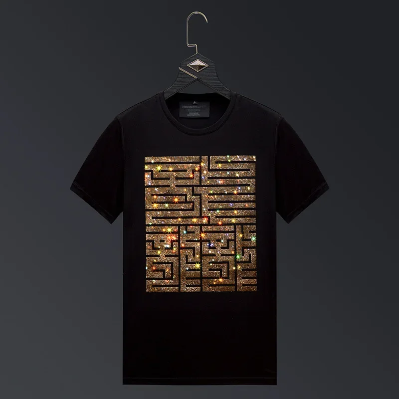 Men's Short Sleeve O-Neck Cotton T-Shirts, Chinese Characters, Rhinestones Fashion, Casual Streetwear, Summer Clothes
Men's Short Sleeve O-Neck Cotton T-Shirts, Chinese Characters, Rhinestones Fashion, Casual Streetwear, Summer Clothes