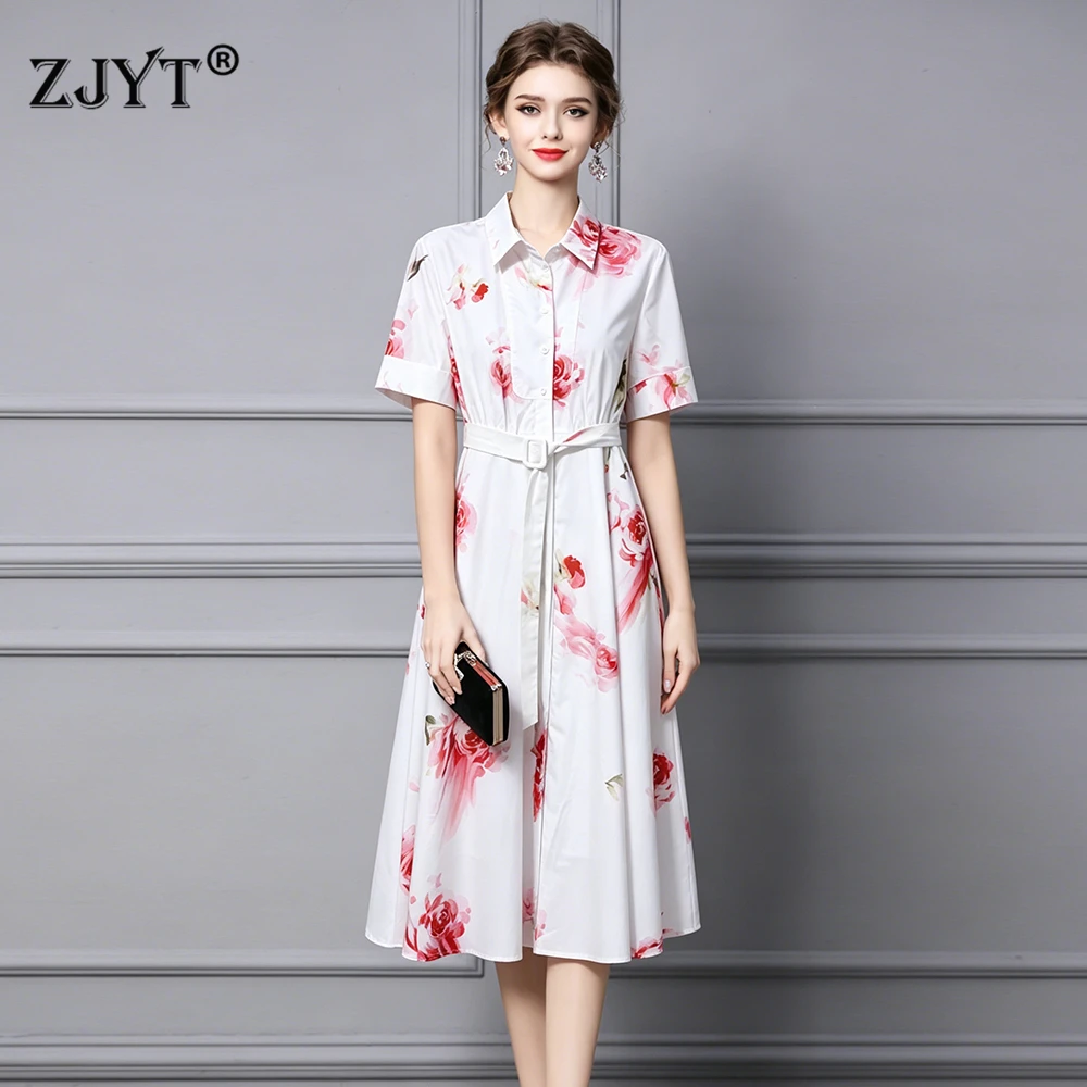 ZJYT Runway 2026 Summer 100% Cotton Shirt Dresses for Women Fashion Short Sleeve Floral Print White Midi Holiday Casual Dress
ZJYT Runway 2026 Summer 100% Cotton Shirt Dresses for Women Fashion Short Sleeve Floral Print White Midi Holiday Casual Dress