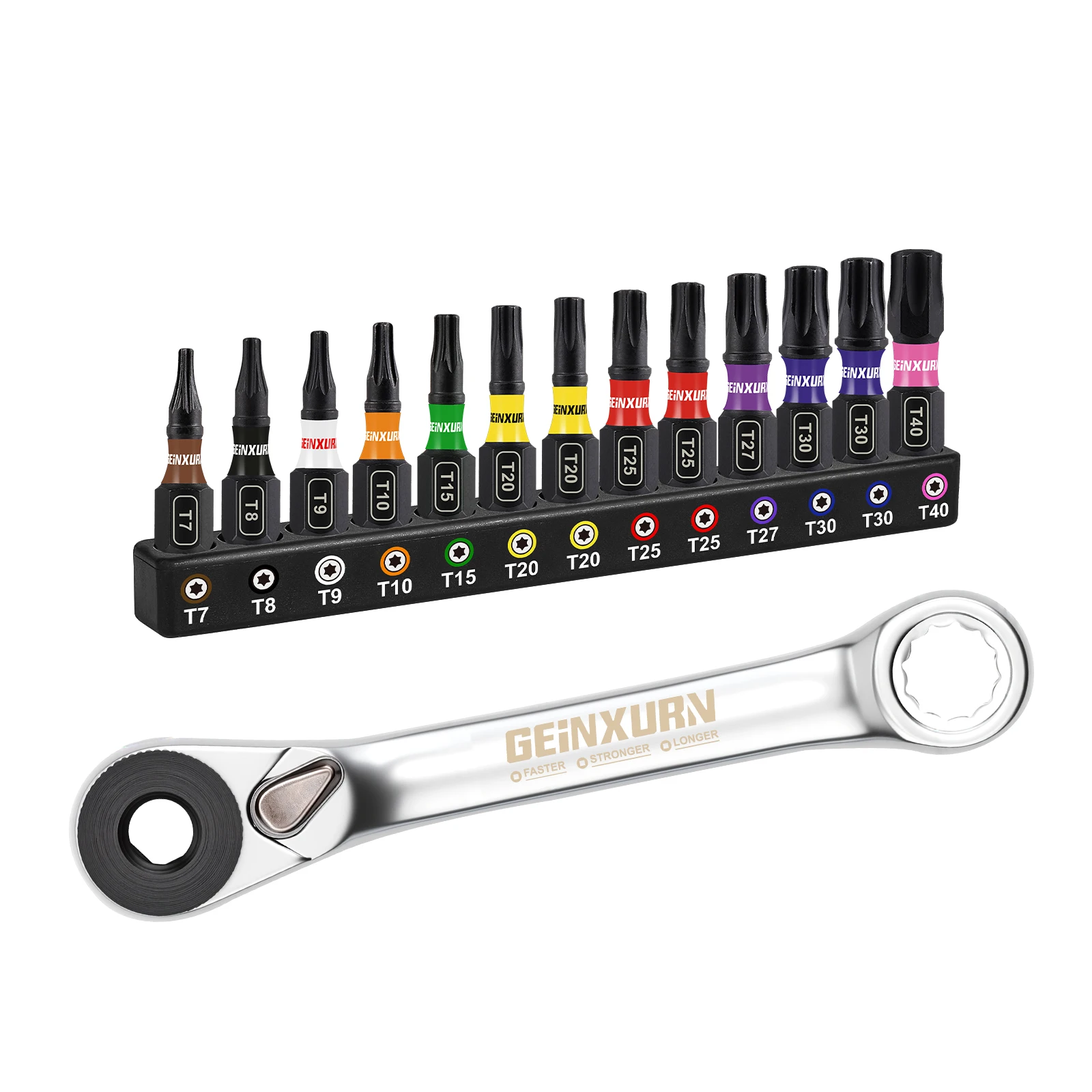 Geinxurn Mini Wrench with 1/2 Inch T7-T40 Impact Bits Set, Double Lock Impact Bit Holder, S2 Steel, for Auto Repair and Home Use
Geinxurn Mini Wrench with 1/2 Inch T7-T40 Impact Bits Set, Double Lock Impact Bit Holder, S2 Steel, for Auto Repair and Home Use